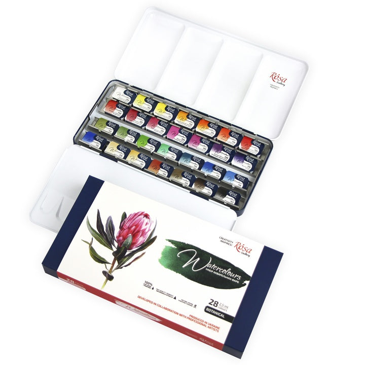 ROSA GALLERY Botanycal Watercolor Set, Metal Case, 28 Colors, Full Pans — image 4