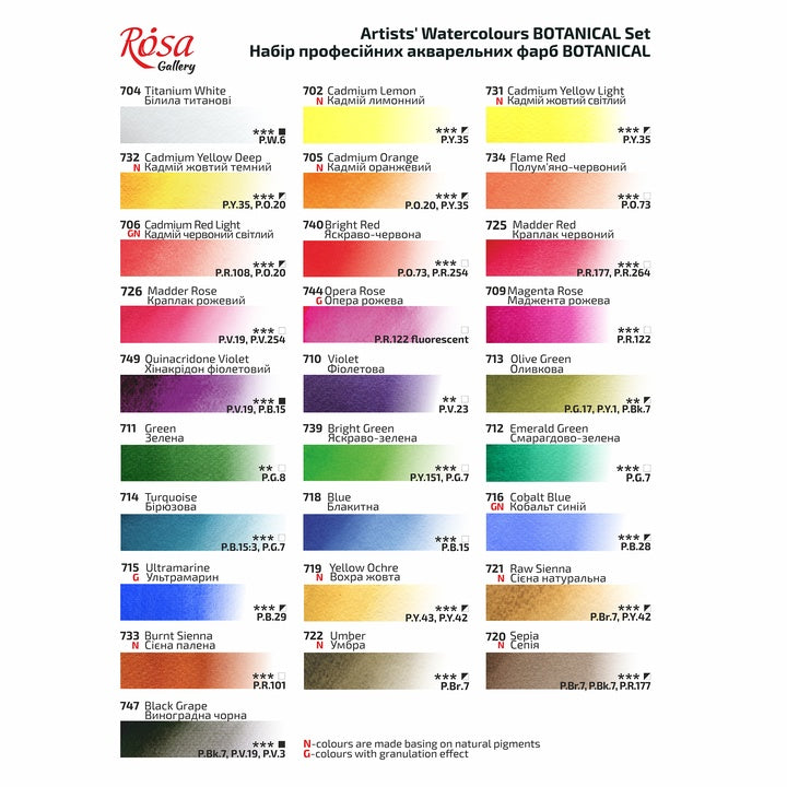 ROSA GALLERY Botanycal Watercolor Set, Metal Case, 28 Colors, Full Pans — image 6