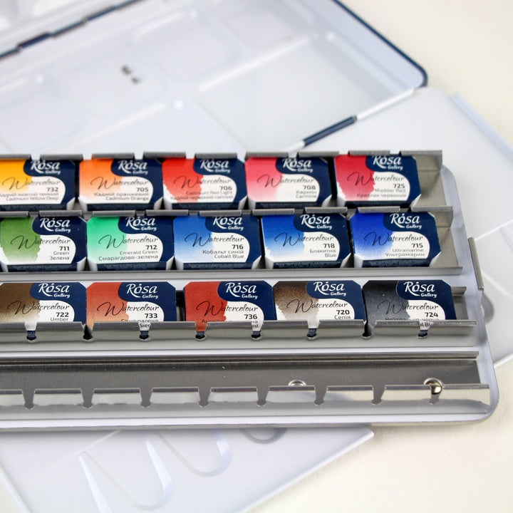 ROSA GALLERY Classic Watercolor Set, Metal Case, 21 Colors, Full Pans — image 2