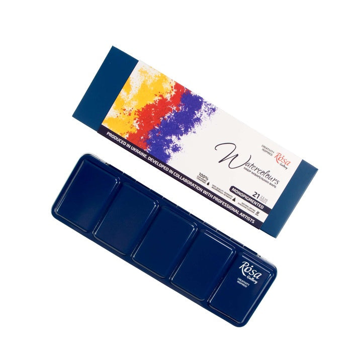 ROSA GALLERY Monopigmented Watercolor Set, Metal Case, Indigo, 21 Colors, Full Pans — image 7