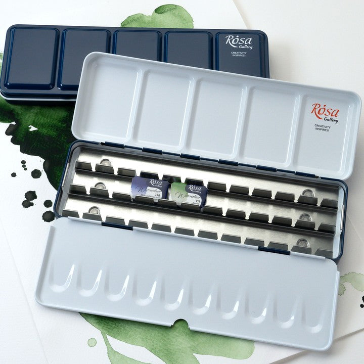 ROSA GALLERY Watercolor Paint Case, Metallic, Indigo, 21 Pans — image 1