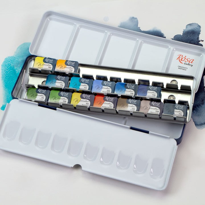 ROSA GALLERY Watercolor Paint Case, Metallic, Indigo, 21 Pans — image 6