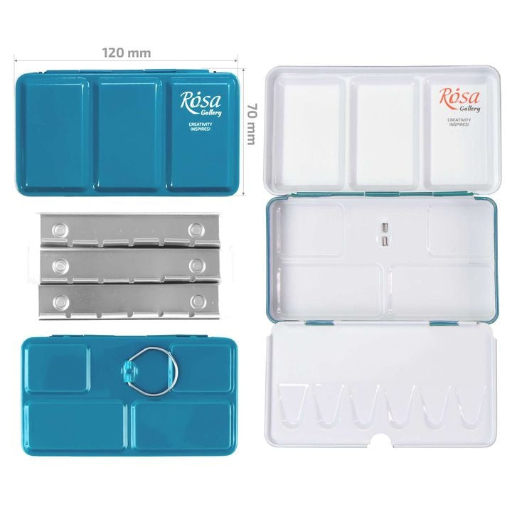 ROSA GALLERY Watercolor Paint Case, Metallic Turquoise, 12 Pans — image 6