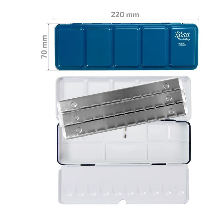 ROSA GALLERY Watercolor Paint Case, Metallic, Turquoise, 21 Pans — image 2