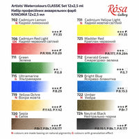 ROSA GALLERY Watercolor Set “Classic”, 12 Colors, Full Pans, Cardboard — image 8