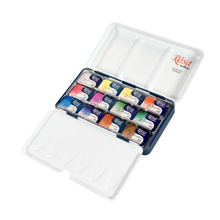 ROSA GALLERY Watercolor Set "Monopigmented", Metal Case, Indigo, 12 Colors, Full Pans — image 2
