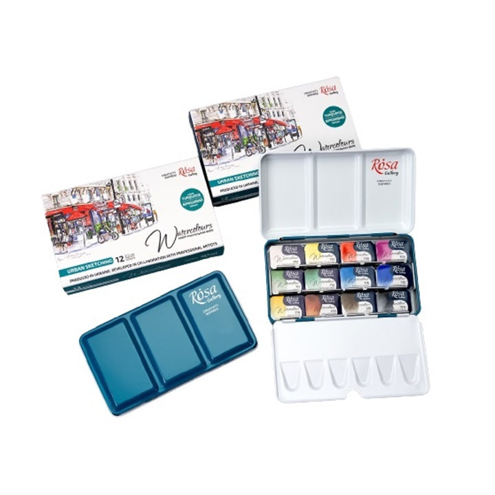 Rosa Gallery Watercolors Set, Urban Sketching, 12 x 2.5 ml