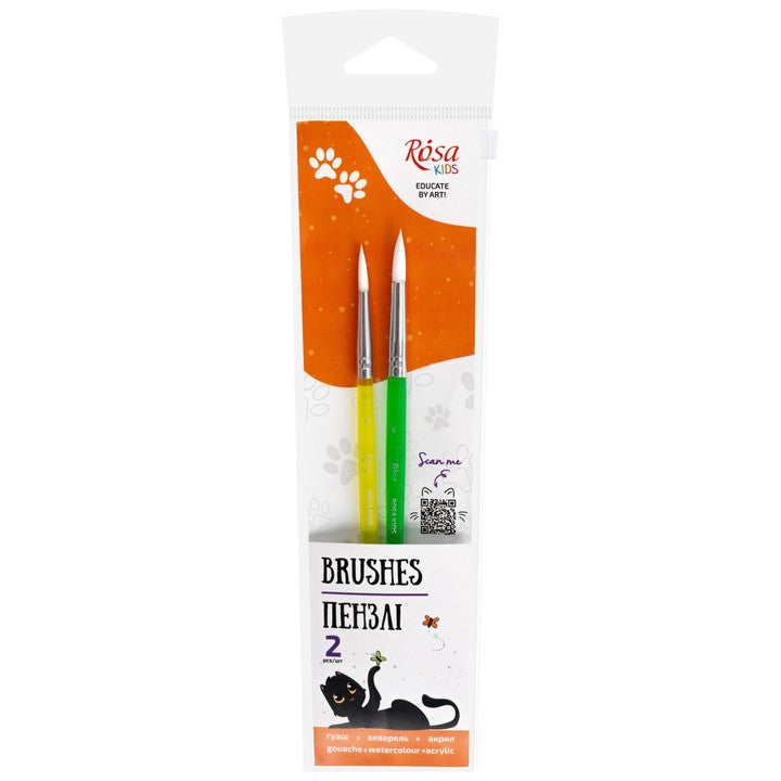 ROSA Kids Set of 2 Synthetic Brushes | Round Brushes No. 6, 8 — image 1