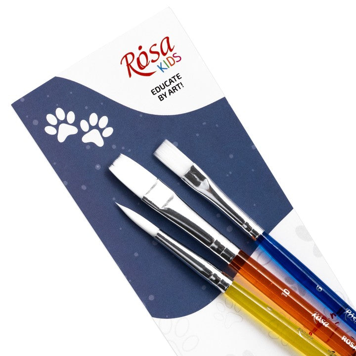 ROSA Kids Set of 3 Synthetic Brushes, Round Brush No. 6, Flat Brush No. 6, 10 — image 2