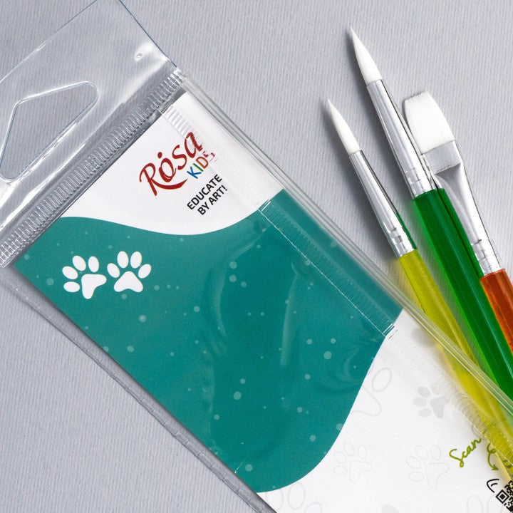 ROSA Kids Set of 3 Synthetic Brushes | Round No. 6, 8, Flat No. 10 — image 4