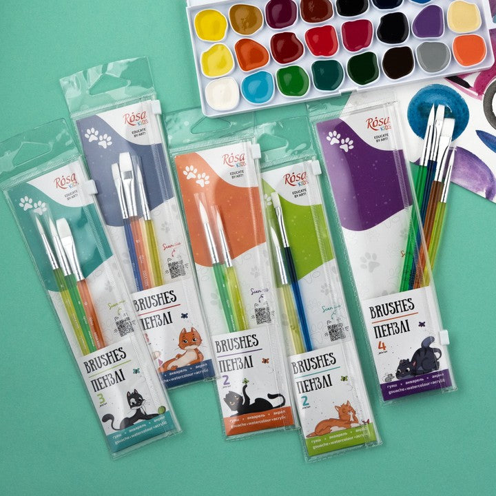 ROSA Kids Set of 3 Synthetic Brushes | Round No. 6, 8, Flat No. 10 — image 7
