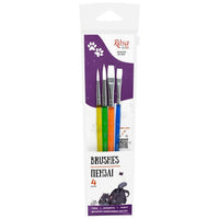 ROSA Kids Synthetic Brush Set of 4 | Round Brush No. 6, 8, Flat Brush No. 6, 10 — image 1
