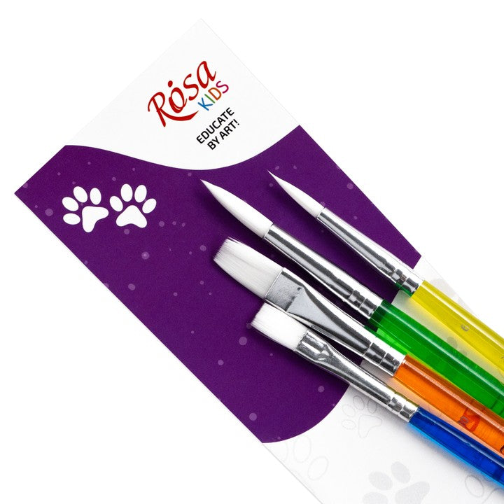 ROSA Kids Synthetic Brush Set of 4 | Round Brush No. 6, 8, Flat Brush No. 6, 10 — image 2