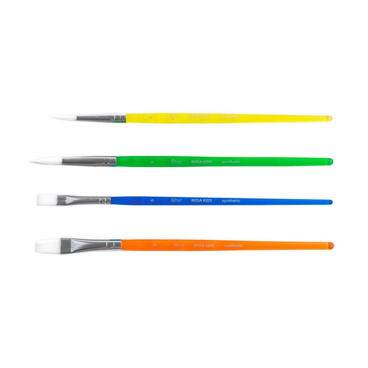 ROSA Kids Synthetic Brush Set of 4 | Round Brush No. 6, 8, Flat Brush No. 6, 10 — image 3