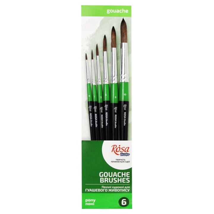 Rosa Studio Pony Round Brushes, Set of 6
