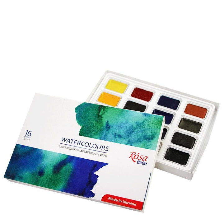 ROSA STUDIO Watercolor Set, 16 x 2.5 ml, Full Pans, Cardboard — image 2
