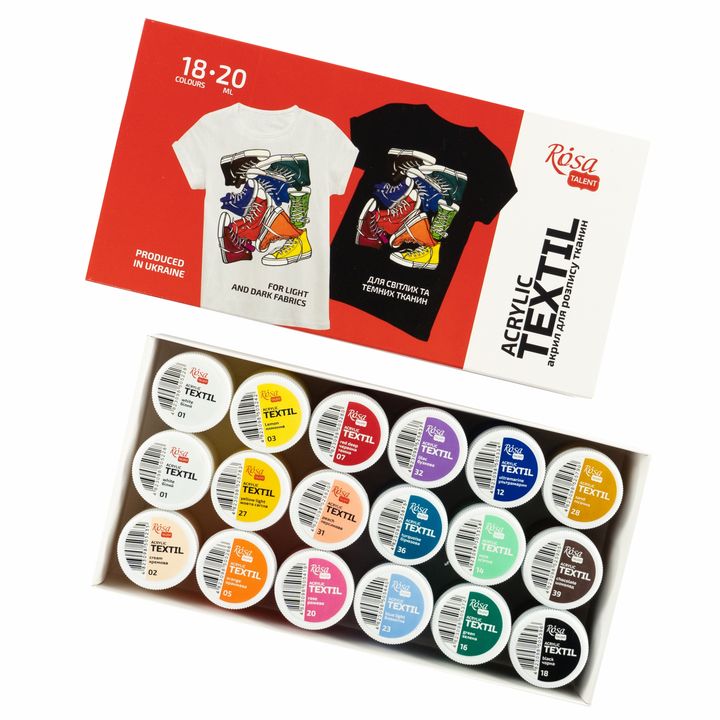ROSA STYLE TALENT Acrylic Fabric Paint Set, 18 x 20 ml - image 2