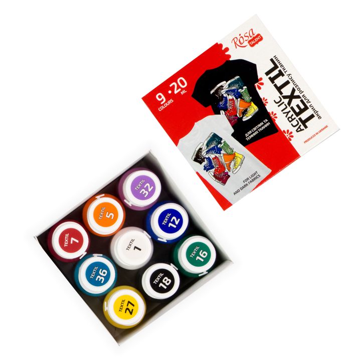 ROSA STYLE TALENT Acrylic Fabric Paint Set, 9 x 20 ml — image 1