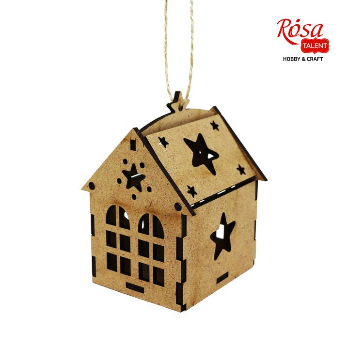 ROSA TALENT Decorative Base, House with Star, MDF, 7.0х7.0х10 cm