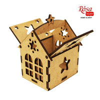 ROSA TALENT Decorative Base, House with Star, MDF, 7.0x7.0x10 cm