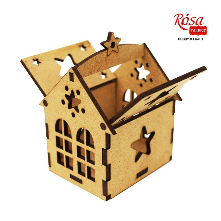 ROSA TALENT Decorative Base, House with Star, MDF, 7.0х7.0х10 cm