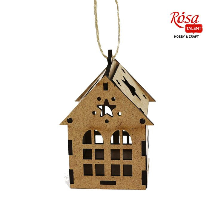 ROSA TALENT Decorative Base, House with Star, MDF, 7.0x7.0x10 cm