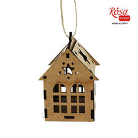 ROSA TALENT Decorative Base, House with Star, MDF, 7.0x7.0x10 cm