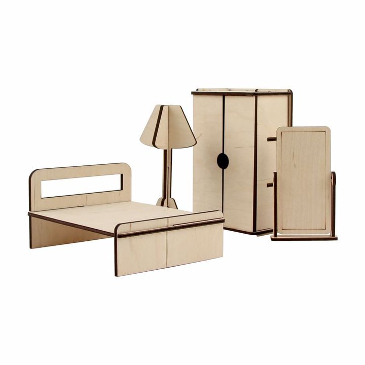 ROSA TALENT Doll Furniture Set, Bedroom 1, Modern Style, Set of 4 — image 2