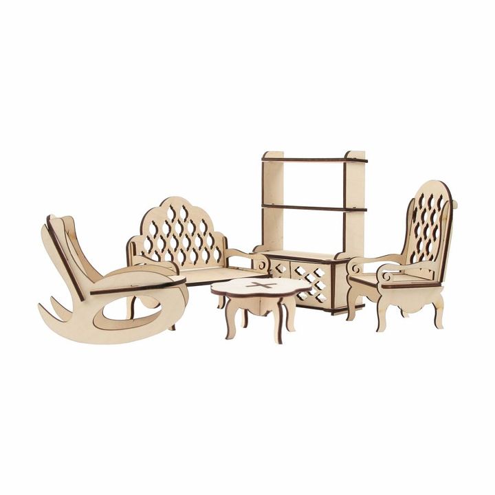 ROSA TALENT Doll Furniture Set, Living Room 2, Classic Style, Set of 5, image 1