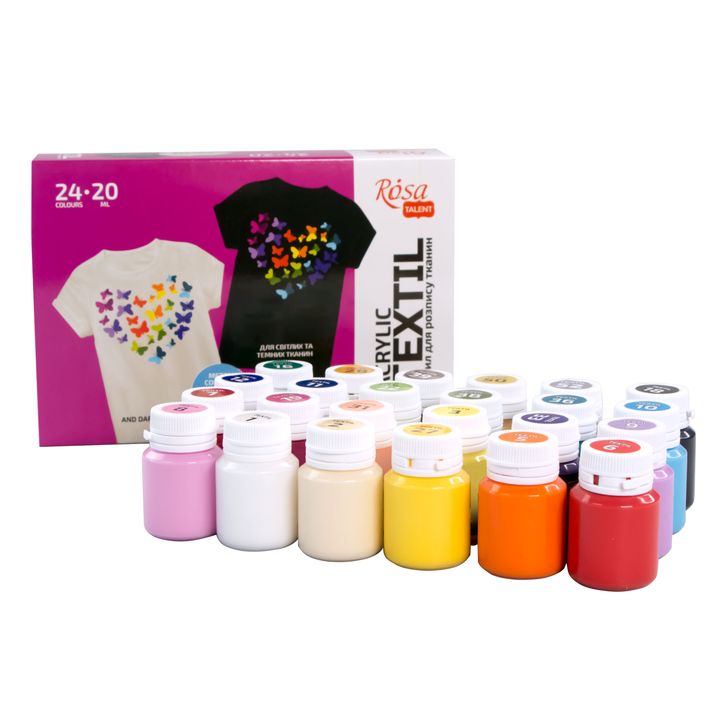 ROSA TALENT HEART Set of Acrylic Fabric Paints, 24 x 20 ml — image 1