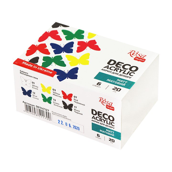 ROSA TALENT Matte Acrylic Paints for Decorations, Set of 6 x 20 ml — image 1