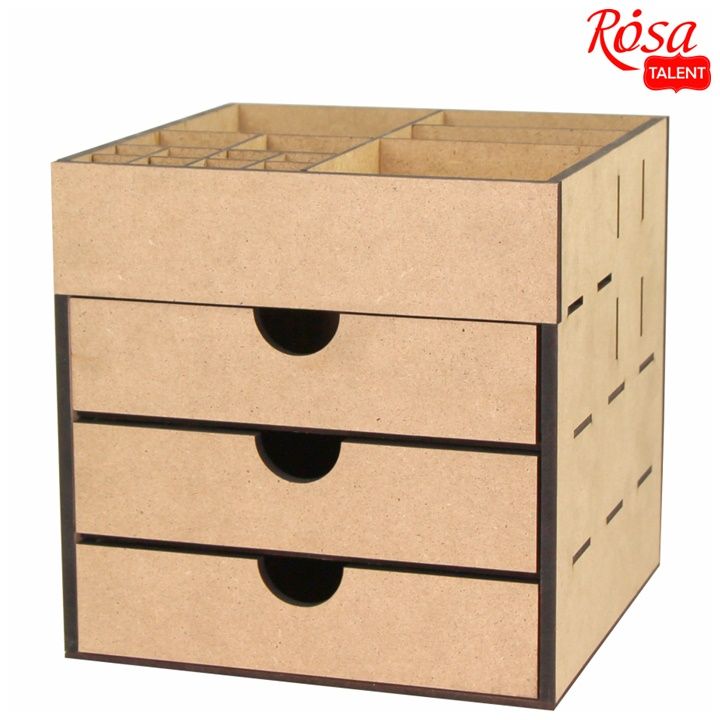 ROSA TALENT MDF Organizer with 3 Drawers, 20.5x20.5x20 cm, image 1
