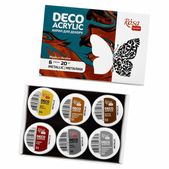 ROSA TALENT Metallic Acrylic Paint for Decorations, Set of 6 x 20 ml — image 3
