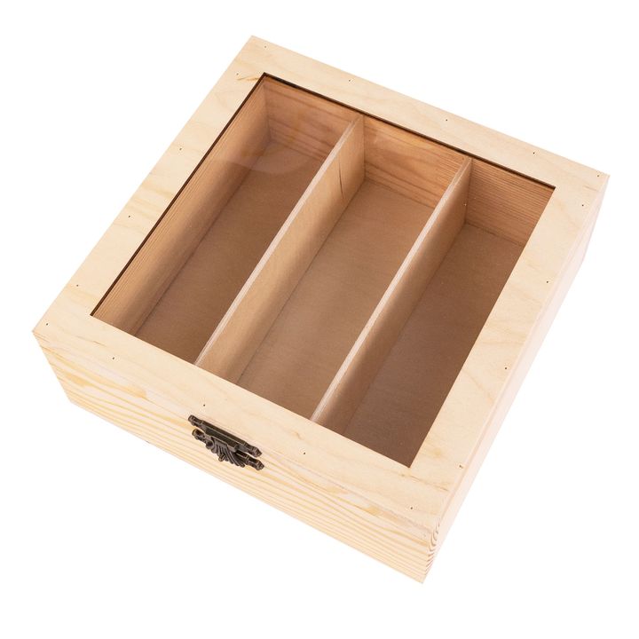 ROSA TALENT Wooden Box with Lock and 3 Compartments 20x20x8 cm