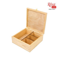 ROSA TALENT Wooden Box with Lock and 4 Compartments, 20x20x8 cm