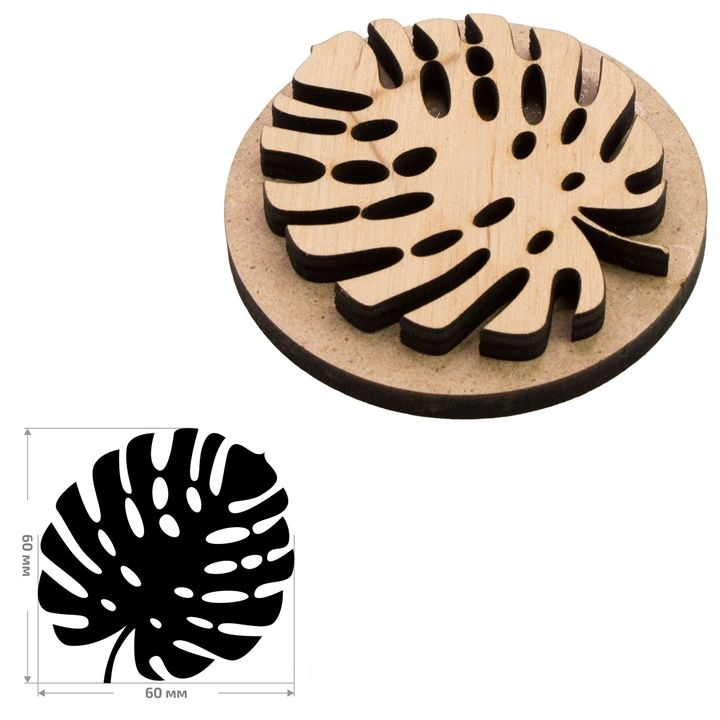 ROSA TALENT Wooden Stamp No. 19 Botanical, 6 x 6 cm