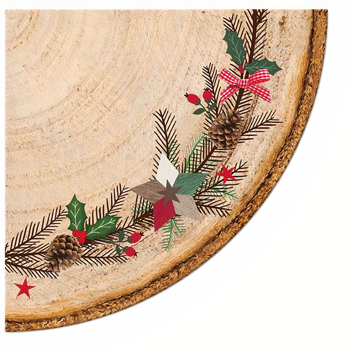 Round Decoupage Napkins, Christmas Wreath, 1 pc