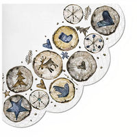 Round Decoupage Napkins, Wooden Stamps - 1 pc