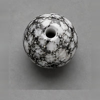 Round Glass Beads with Marble Effect, 8 mm, Set of 15, gray-black