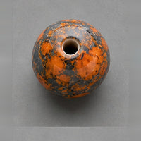 Round Glass Beads with Marble Effect, 8 mm, Set of 15, orange-anthracite