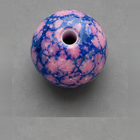 Round Glass Beads with Marble Effect, 8 mm, Set of 15, blue-pink