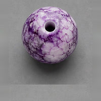 Round Glass Beads with Marble Effect, 8 mm, Set of 15, dark purple
