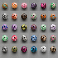 Round Glass Beads with Marble Effect, 8 mm, Set of 15