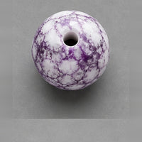 Round Glass Beads with Marble Effect, 8 mm, Set of 15, purple-white