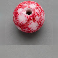 Round Glass Beads with Marble Effect, 8 mm, Set of 15, raspberry-white