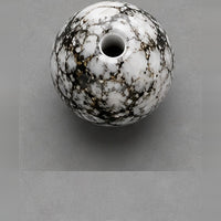 Round Glass Beads with Marble Effect, 8 mm, Set of 15, black-white