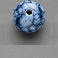 Round Glass Beads with Marble Effect, 8 mm, Set of 15, deep blue