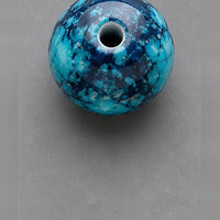 Round Glass Beads with Marble Effect, 8 mm, Set of 15, turquoise-blue