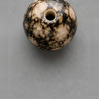 Round Glass Beads with Marble Effect, 8 mm, Set of 15, beige-black