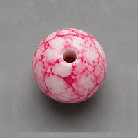 Round Glass Beads with Marble Effect, 8 mm, Set of 15, pink-white